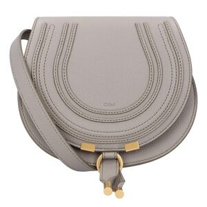 Chloé Small Marcie Saddle Bag in Grained Leather (Cashmere Grey)